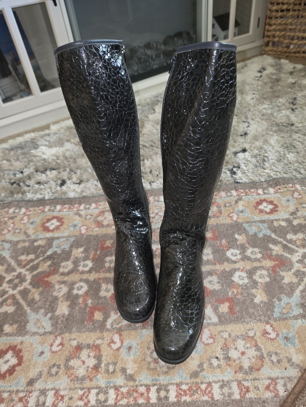 ARCHE French Design Patent Knee Boots Hunter/Olive Dark Green Size 6/37 NICE!!